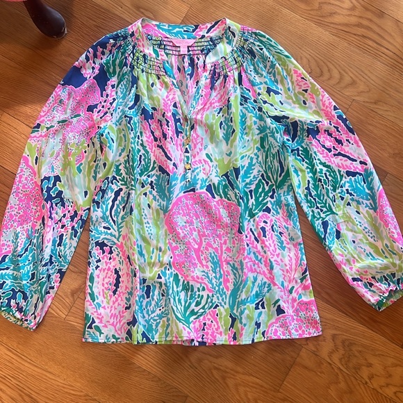 Lilly Pulitzer Lets Cha Cha Silk Elsa Blouse - Picture 3 of 5